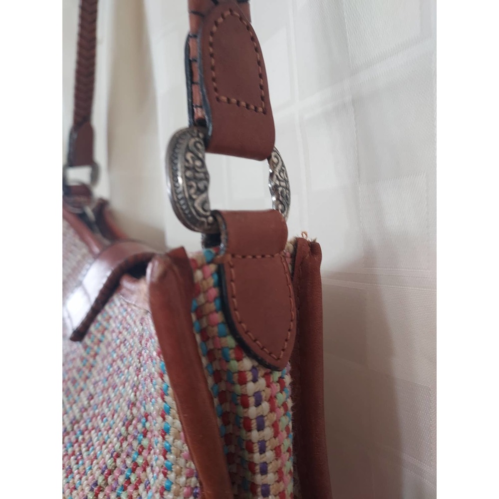 Fossil Woven Fall Brown/Multi Color Small Bag - image 5